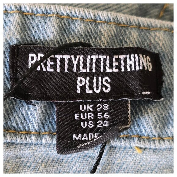 PrettyLittleThing Plus Blue Wash Jean Waistband Denim Corset Top Size 24 US - Picture 6 of 8